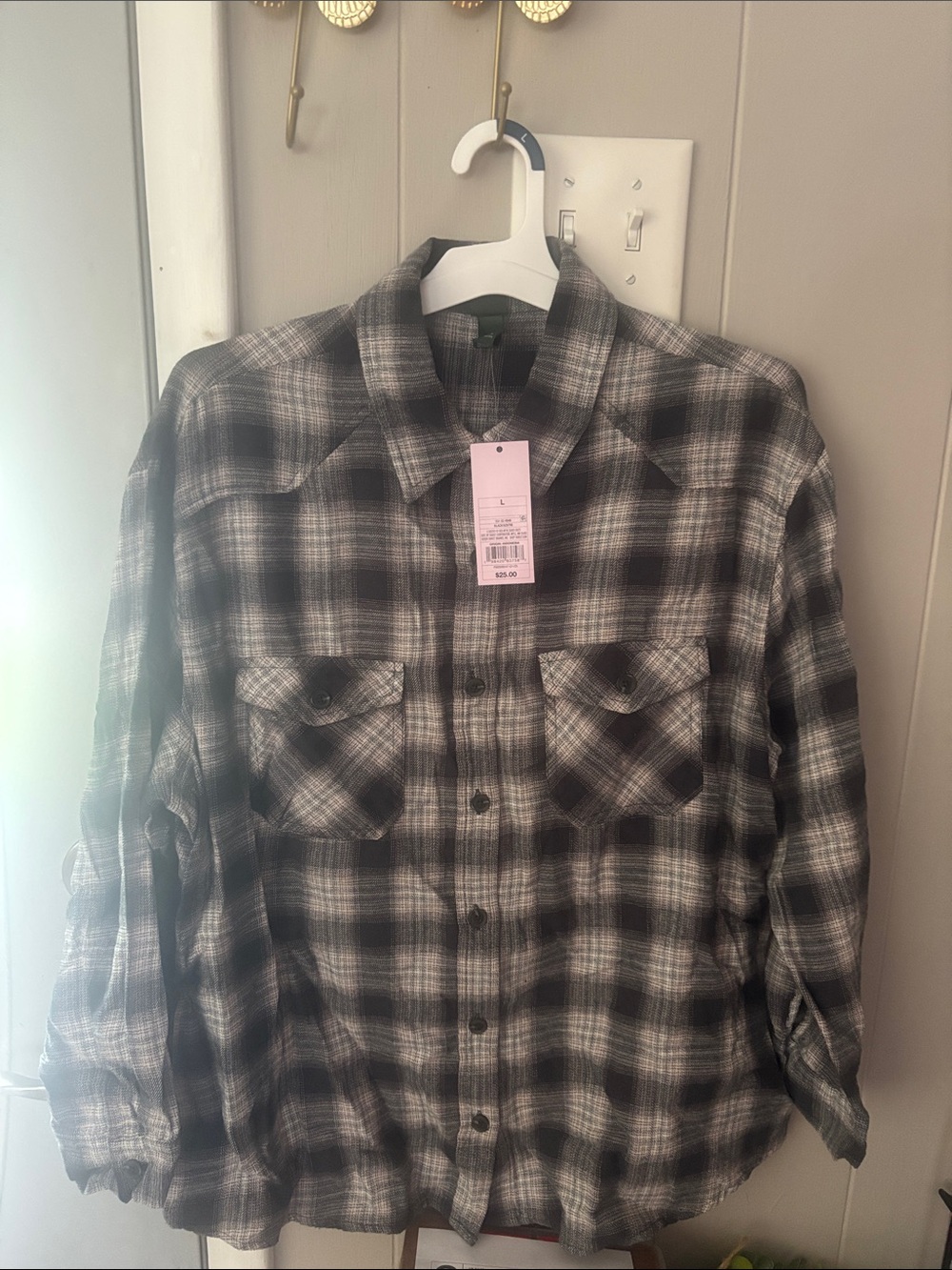 Brand new with tags wild fable Black and Gray Plaid Button-Down Shirt